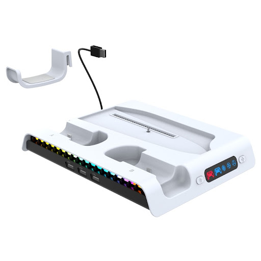 iPega Charging Dock Cooling Fan RGB For Playstation 5 Slim Both Disc and Digital Editions Charging Base Stand Station iPega Charging Dock Cooling Fan RGB For Playstation 5 Slim Both Disc and Digital Editions Charging Base Stand Station
